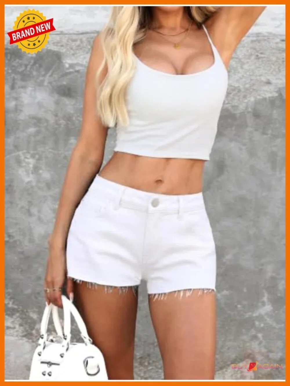 Low Rise Frayed Denim Shorts High Stretchy Baggy Raw Hem Y2K Mini Jean Shorts